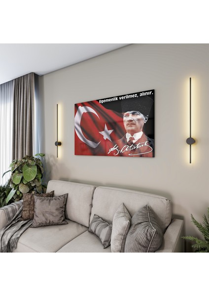 Atatürk Sözleri 5 Cam Tablo - Yatay Motif 01-019