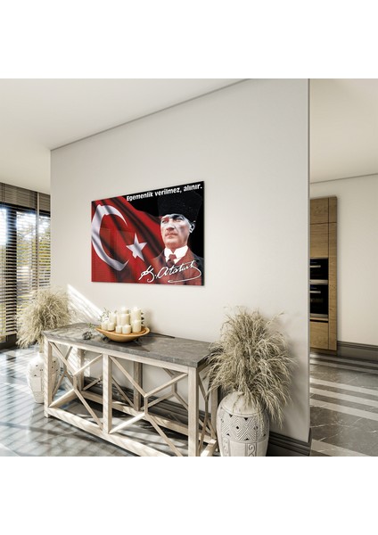 Atatürk Sözleri 5 Cam Tablo - Yatay Motif 01-019