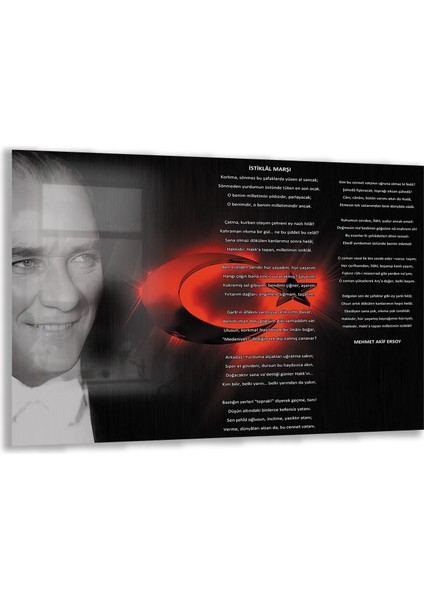 Atatürk Sözleri 6 Cam Tablo - Yatay Motif 01-013