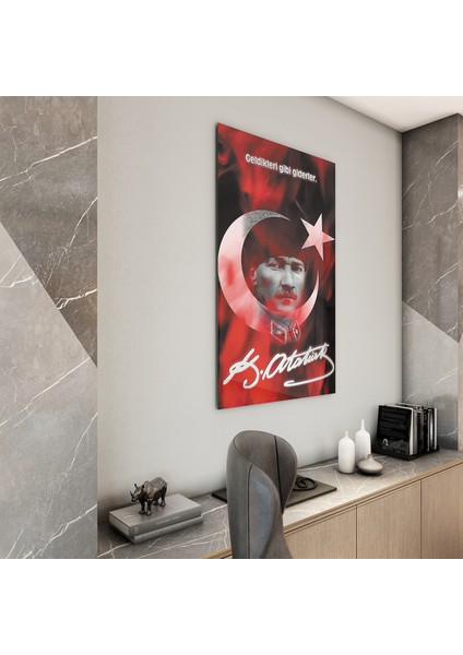 Atatürk Sözleri 7 Cam Tablo - Dikey Motif 02-015