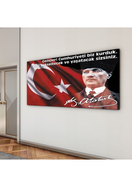 Atatürk Sözleri 5 Cam Tablo - Yatay Motif 01-004