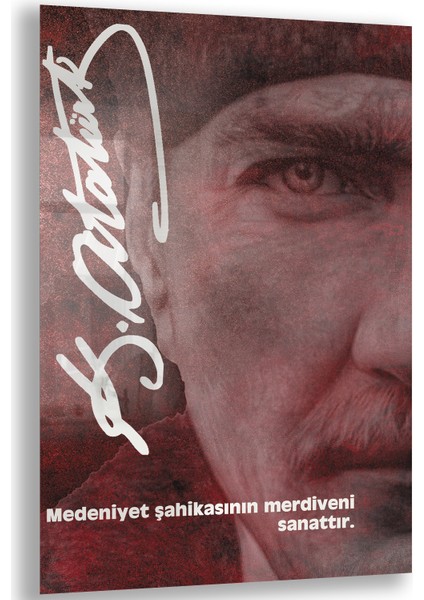 Atatürk Sözleri 2 Cam Tablo - Dikey Motif 02-009