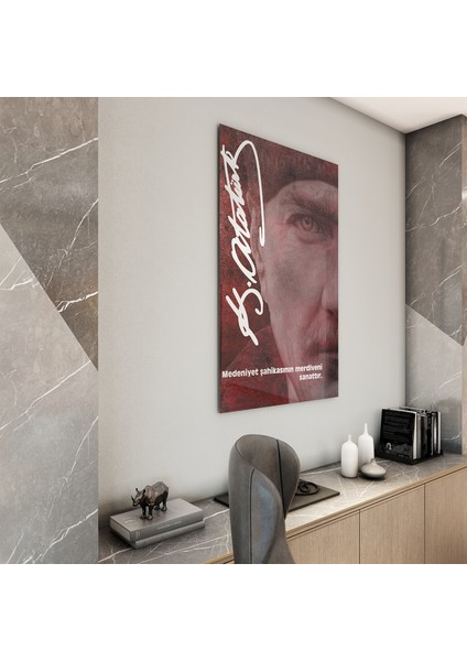 Atatürk Sözleri 2 Cam Tablo - Dikey Motif 02-009