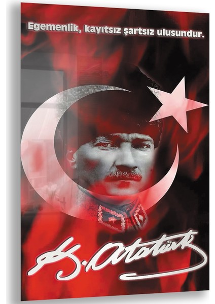 Atatürk Sözleri 7 Cam Tablo - Dikey Motif 02-002