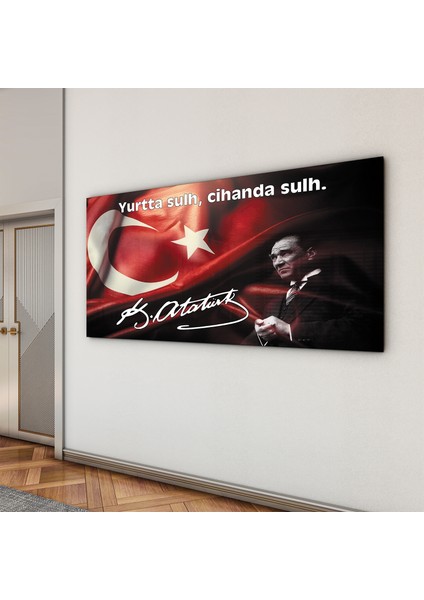 Atatürk Sözleri 4 Cam Tablo - Yatay Motif 01-014