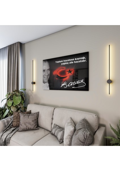 Atatürk Sözleri 6 Cam Tablo - Yatay Motif 01-008