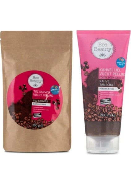 Toz Kahve Vücut Peeling 200GR + Kahveli Jel Vücut Peeling 200ML