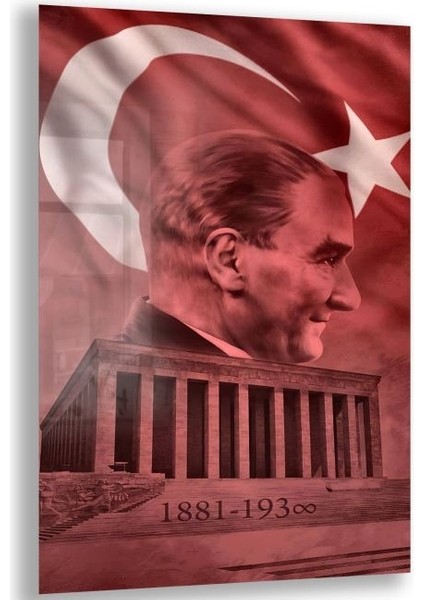 Atatürk Cam Tablo - Yatay Motif 01-014