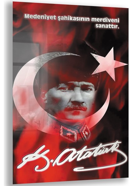 Atatürk Sözleri 7 Cam Tablo - Dikey Motif 02-009