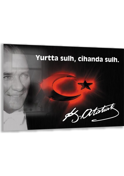 Atatürk Sözleri 6 Cam Tablo - Yatay Motif 01-016