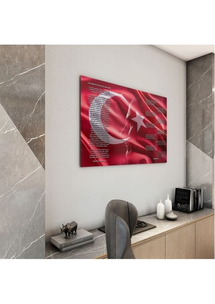Atatürk Gençliğe Hitabe Cam Tablo - Yatay Motif 01-04