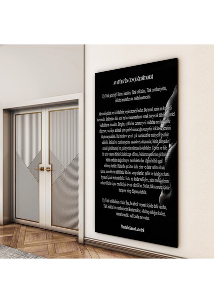 Atatürk Sözleri 1 Cam Tablo - Dikey Motif 02-012