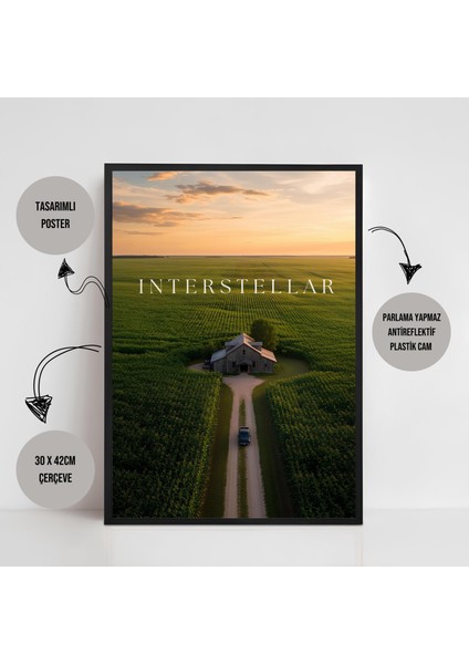 Interstellar Yıldızlararası Movie Film Çerçeveli Poster Tablo Interstellar Dekorasyon Tablo fiyatları