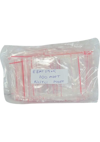 Kilitli Naylon Torba Poşet 5x5 cm Şeffaf 100 Adet 1 Paket