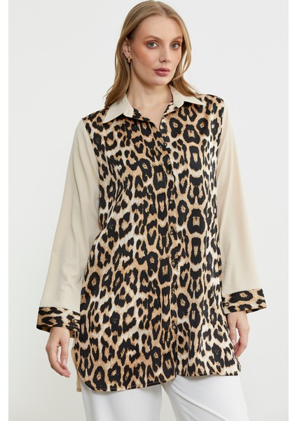 Leopar Detaylı Tunik Gömlek - Taş fırsatları