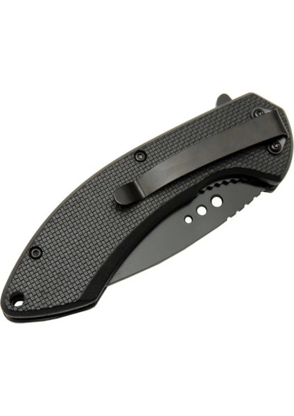 4215 Kırmızı Kamp Çakı 20CM- Yarı Otomatik, Kemerlikli, Oluklu