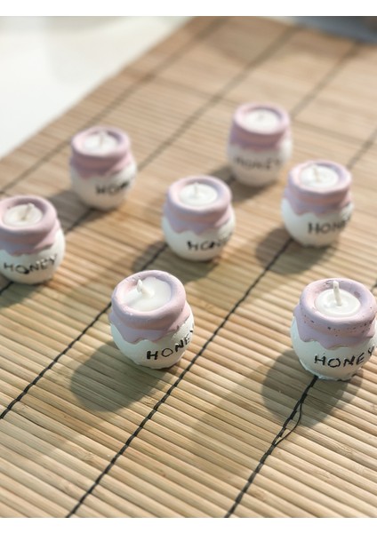 20 Adet Pembe Bal Kavanozu Mum Doğum Doğumgünü 1yaş Nişan Kına Dağıtmalık Hediyelik