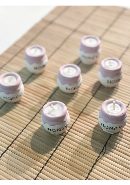 20 Adet Pembe Bal Kavanozu Mum Doğum Doğumgünü 1yaş Nişan Kına Dağıtmalık Hediyelik