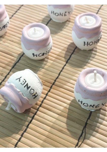 20 Adet Pembe Bal Kavanozu Mum Doğum Doğumgünü 1yaş Nişan Kına Dağıtmalık Hediyelik