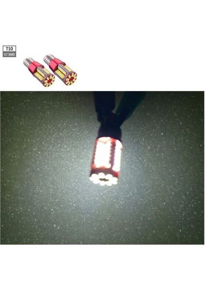 ( 2 x Adet ) 1 Takım LED T10 Dipsiz Ampul 24V 57 Smd Fiber LED Whıte ( CANBUS )