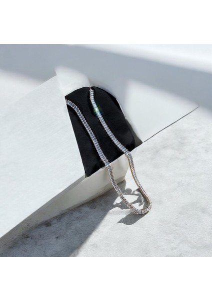 Zirkon Taşlı 316L Çelik Su Yolu Kolye Silver