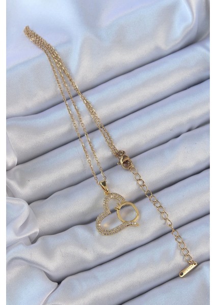 316L Çelik Zincir Altın Renk Zirkon Taşlı Yüzüklü Kalp Kolye - TJ-BKO9145 fiyatları