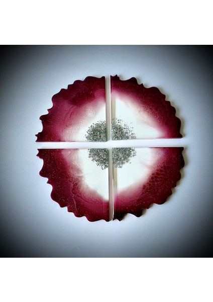 Epoksi Bardak Altlığı 4'lü Set Fuşya (10CM x 10CM )