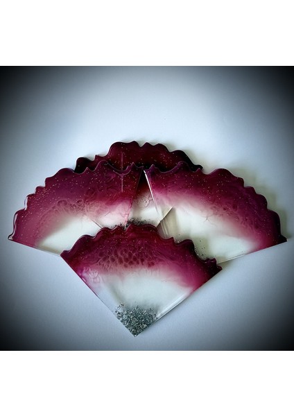 Epoksi Bardak Altlığı 4'lü Set Fuşya (10CM x 10CM ) fiyatları