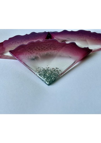 Epoksi Bardak Altlığı 4'lü Set Fuşya (10CM x 10CM ) modelleri