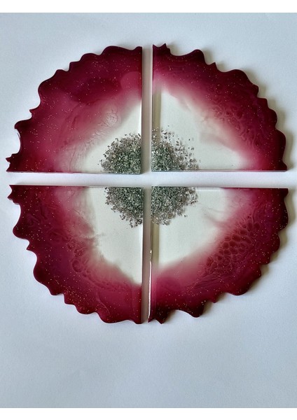 Epoksi Bardak Altlığı 4'lü Set Fuşya (10CM x 10CM ) fırsatları