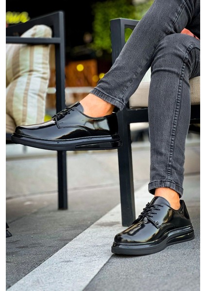 SHO2403 Bağcıklı Rahat Yüksek Taban Rugan Rst Erkek Ayakkabı Sıyah fırsatları