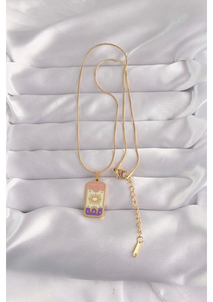 316L Çelik Gold Renk Karışık Mineli Ay Figür Tarot Kolye - TJ-BKO9032