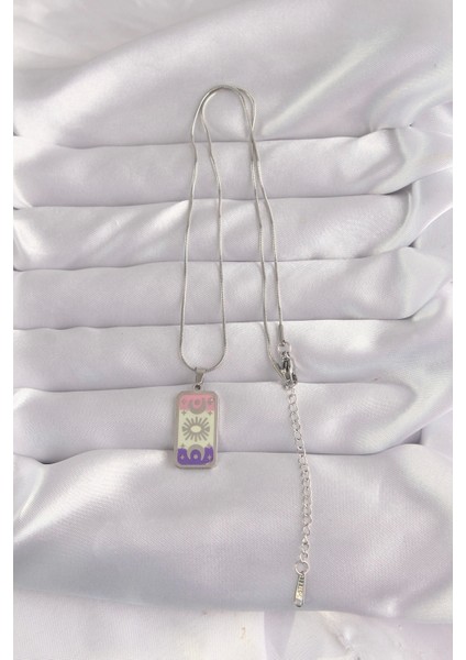 316L Çelik Gümüş Renk Karışık Mineli Ay Figür Tarot Kolye - TJ-BKO9044 fiyatları