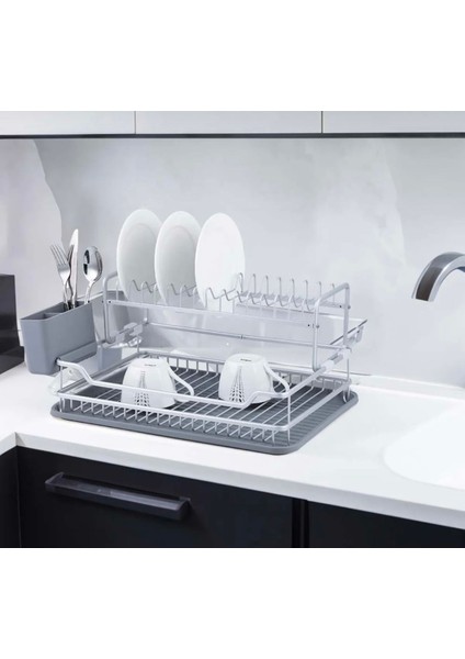 Luxury Paslanmaz Alüminyum Iki Katlı Gri Bulaşıklık Modern Tabaklık 1 Adet fiyatları