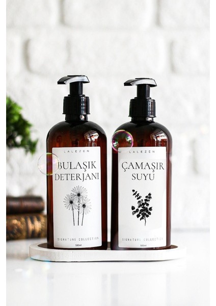 Luxury Bulaşık Deterjanı Çamaşır Suyu Etiketli Plastik Şişe Stantlı 1 Adet
