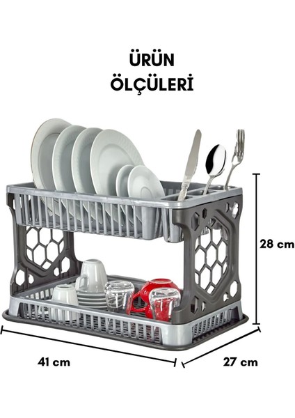 Luxury Tezgah Üstü Çift Katlı Tabaklık & Bulaşık Kurutmalık 1 Adet