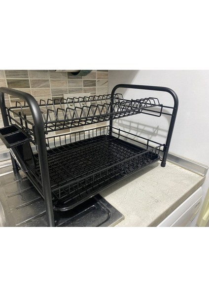 Luxury Dekorask Siyah Çift Katlı Bulaşıklık 1 Adet