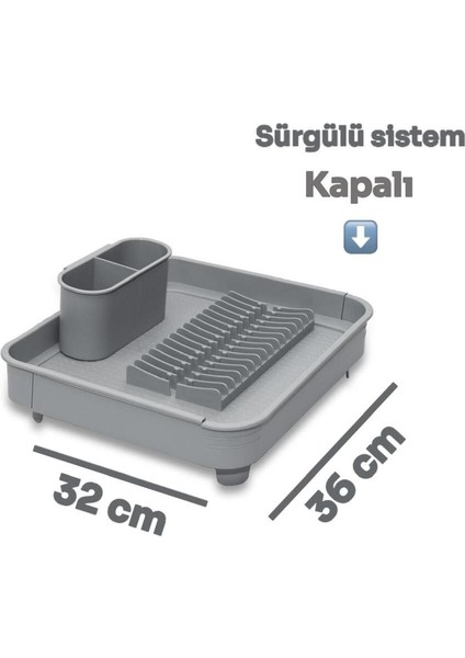 Luxury Açılır Kapanır Sürgülü Tabaklık Bulaşıklık Bulaşık Kurutma Sepeti Bulaşık Fırçalı / Gri 1 Adet fırsatları