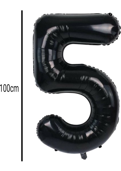 Luxury 5 Rakamı Folyo Balon Siyah (100CM) 1 Adet