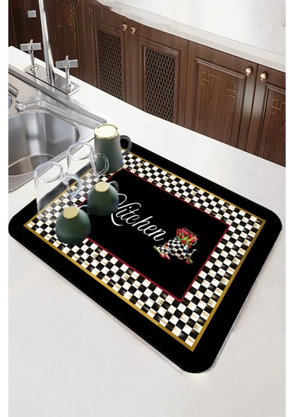 Luxury Yıkanabilir Bulasik Kurutma Mati Kurulama Bezi Kurutma Örtüsü Tezgah Üstü Bulaşıklık 40X50 cm 1 Adet