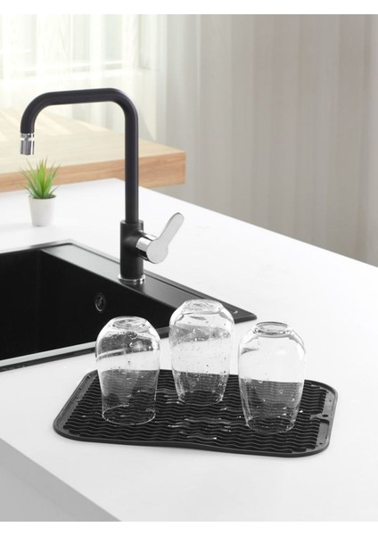 Luxury Zikzak Model Silikon Kaydırmaz Bulaşık Kurutma Matı Tencere Altlığı Lavabo Halısı 1 Adet