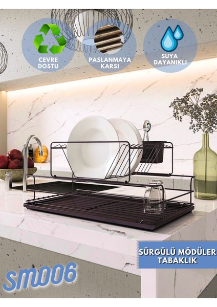 Luxury Iki Katlı Modüler Sürgülü Bulaşıklık Tabaklık Mat Siyah 1 Adet fiyatları