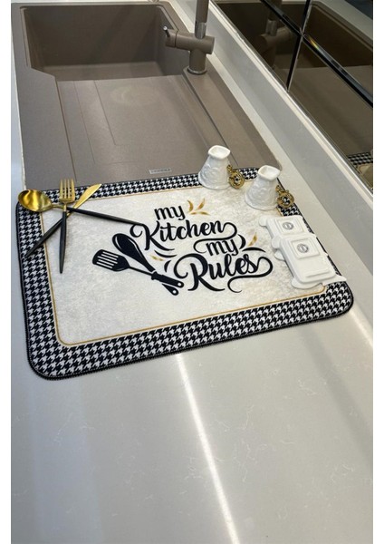 Luxury Plastik Bulaşık Kurutma Matı Kurulama Kurutma Örtüsü Tezgah Üstü Bulaşıklık 40X50CM Yıkanabilir 35 1 Adet