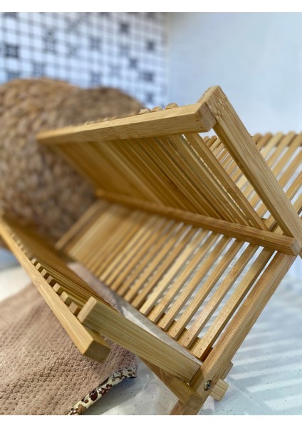 Luxury Katlanabilir Bambu Bulaşıklık / Tabaklık / Bulaşık Sepeti 1 Adet fırsatları