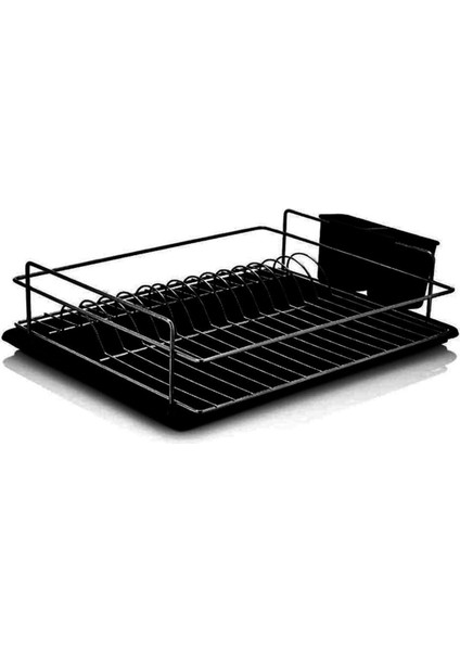 Luxury Tek Katlı Paslanmaz Metal Bulaşıklık Tabaklık | Bulaşıklık Tabak Sepeti Siyah DC-5686 1 Adet