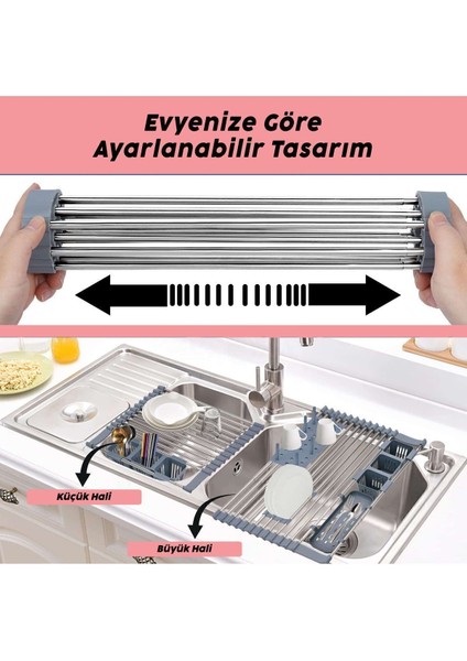 Luxury Evye Üstü Rulo Bulaşıklık, Çok Amaçlı Katlanabilir Paslanmaz Çelik Kurutmalık 1 Adet