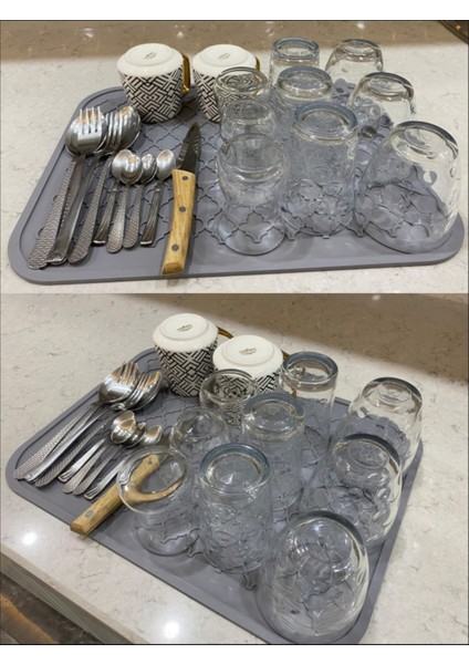 Luxury Silikon Bulaşık Kurutma Matı Büyük Boy Tezgah Üstü Bulaşık Yıkama Matı 40 x 30 cm 1 Adet fırsatları
