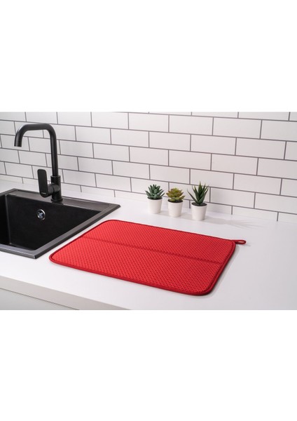 Luxury Mikrotex Bulaşık Matı Süper Emici Bulaşık Kurutma Örtüsü 45X36CM Katlanabilir Bulaşık Matı Bordo 1 Adet
