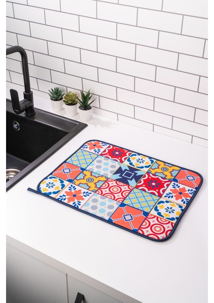 Luxury Printex Bulaşık Matı Süper Emici Bulaşık Kurutma Örtüsü 45X36CM Katlanabilir Bulaşık Matı Mytho 1 Adet