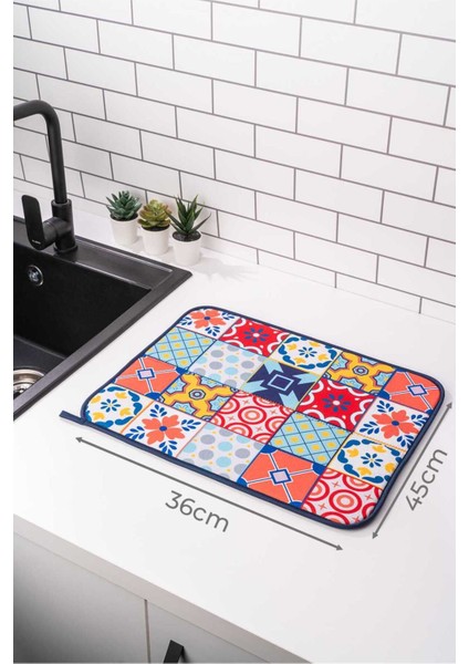 Luxury Printex Bulaşık Matı Süper Emici Bulaşık Kurutma Örtüsü 45X36CM Katlanabilir Bulaşık Matı Mytho 1 Adet